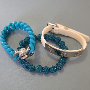 Rustic Cuff Blue and Silver Bracelet Set